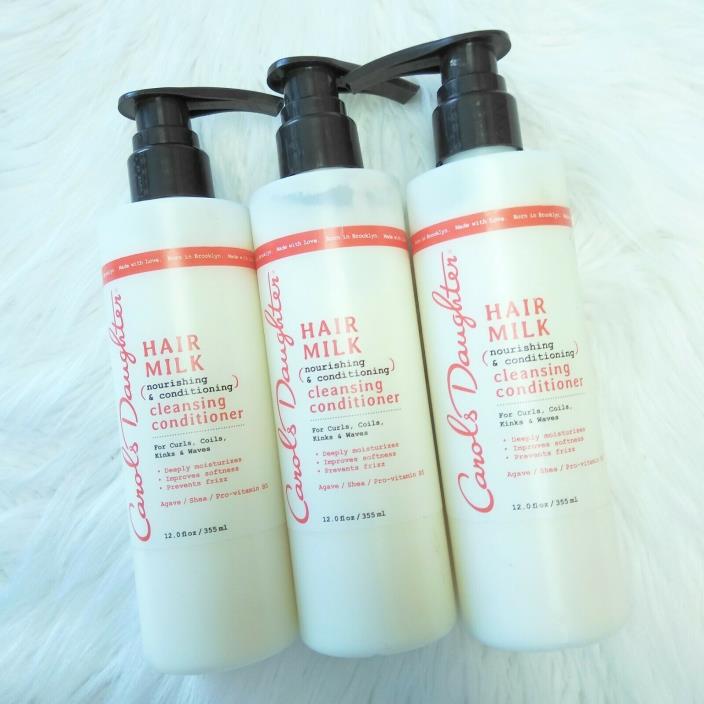3 New CAROL'S DAUGHTER Hair Milk Cleansing Conditioner for Curls, 12 fl oz