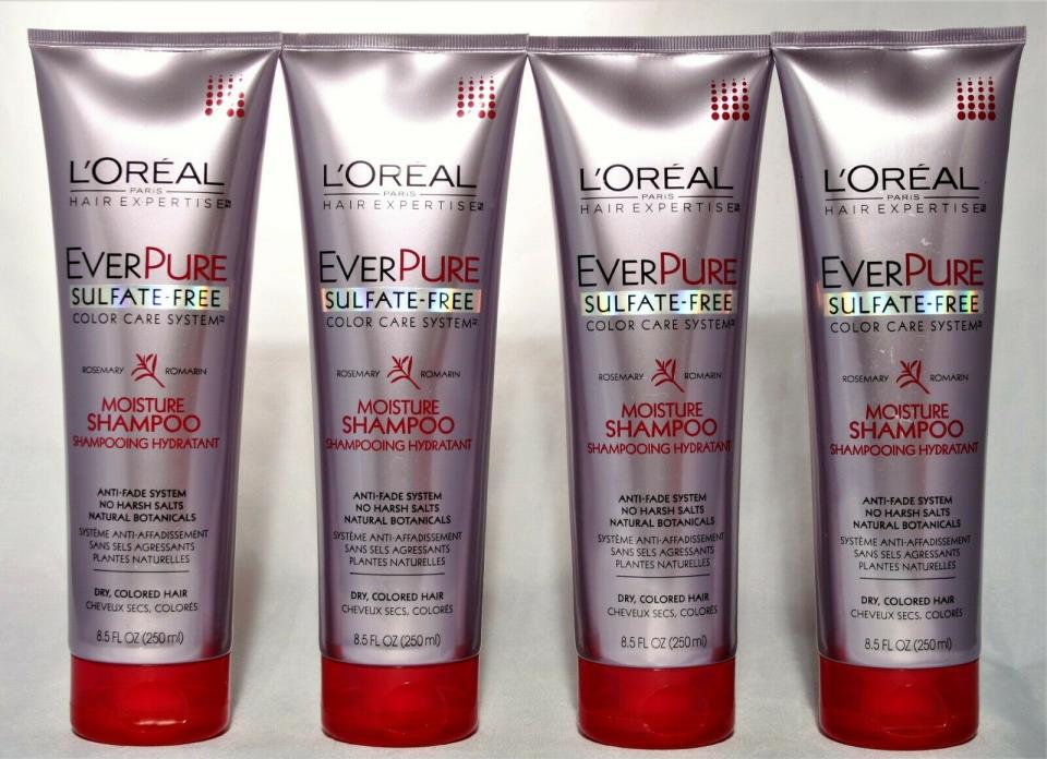 L'Oreal Everpure Moisture Shampoo Color Care System Sulfate Free 8.5oz Lot of 4