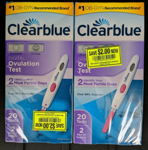 Two (2) Clearblue DIGITAL OVULATION 20 Tests = 40 TOTAL 1/31/19 Ships Mon-Sat