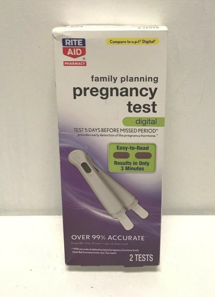 Pregnancy Digital Test by Rite Aid, 3 Minutes Rasy to Read, 2 Tests, Exp 01/2019