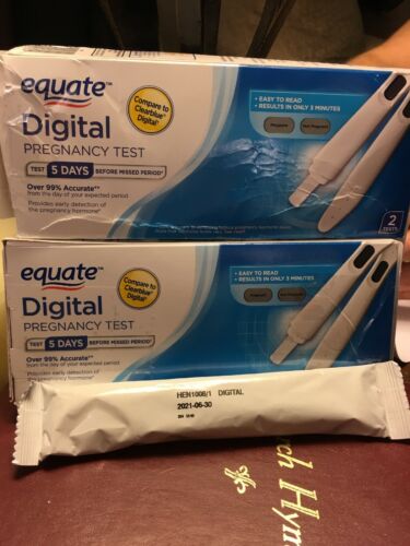 NIB Equate Digital Pregnancy Test Exp 5&6/2021 5 Tests!  Compare to Clearblue