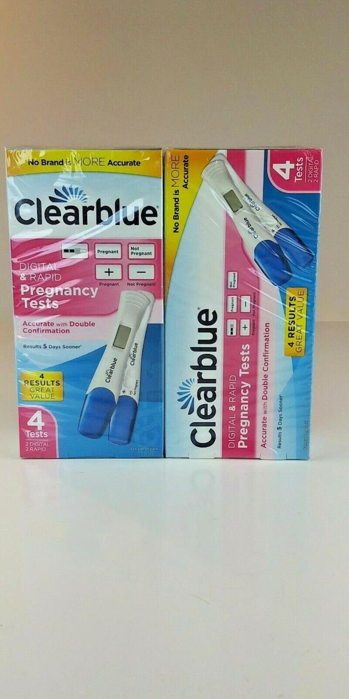 Lot x 2 Clearblue Digital & Rapid Pregnancy Tests 4 tests EXP 3/20 A7