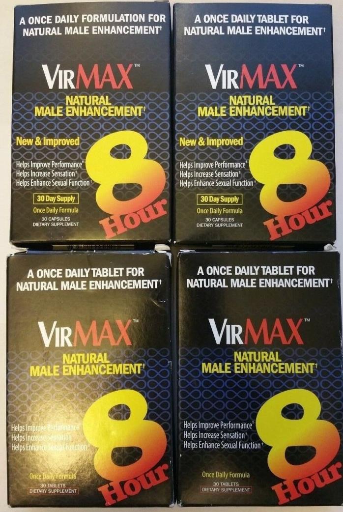 4 VIRMAX NATURAL MALE ENHANCEMENT 8 HR PERFORMANCE 30 EACH BOX  (READ DESCR)
