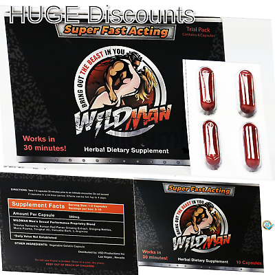 WILDMAN NEW NATURAL MALE PERFORMANCE by the makers of SCHWINNNG Trial Pack (4...