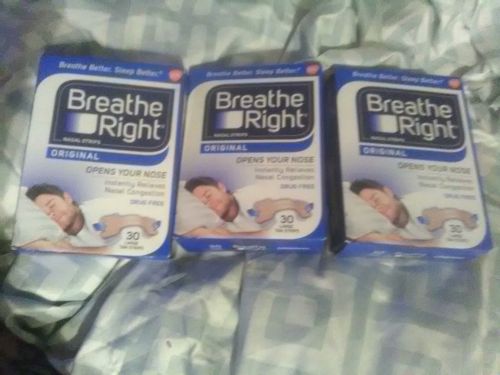 3 Boxes BREATHE RIGHT Nasal Strips Original 30 ea Tan Strips TOTAL 90