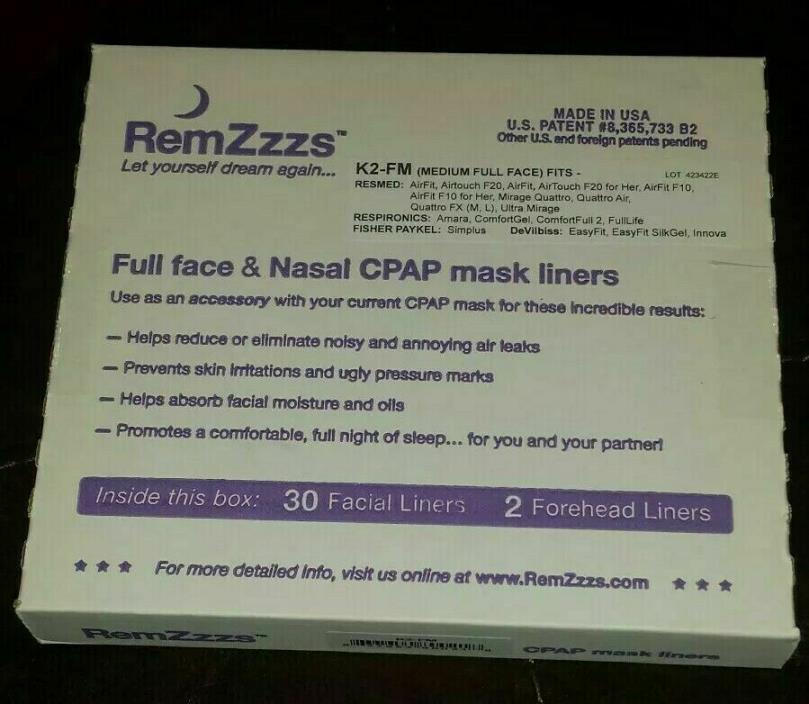 REMZZZs K2-FM Medium Liners for Full Face & Nasal Masks  30 Day Supply