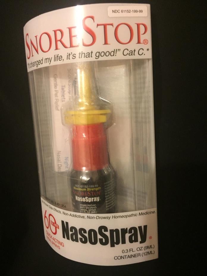 SnoreStop NasoSpray Oil-free Nasal Spray 0.3 Ounce**Stop Snoring**FREE SHIPPING!