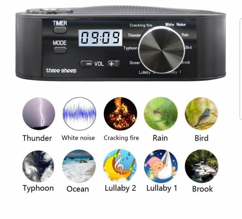 Three Sheep White Noise Machine 10 Nature Sound, Soothing For Sleeping, Levels