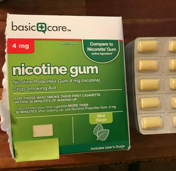 Basic Care Nicotine Gum 4 mg Nicotine 120 Pieces Mint Flavor ~ READ!
