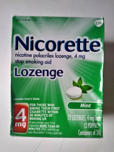 Nicorette Nicotine Lozenge 4mg Stop Smoking Aid Mint Flavor Exp 02/19 - 72 Count