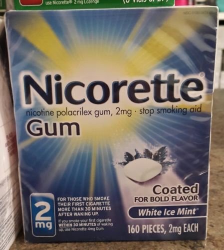 NICORETTE NICOTINE GUM 2mg WHITE ICE MINT 160 PIECES EXP 1/19+