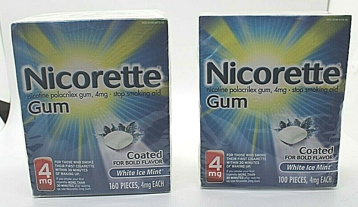 Nicorette Nicotine Gum to Stop Smoking 4mg White Ice Mint 260 count Exp 04/2019