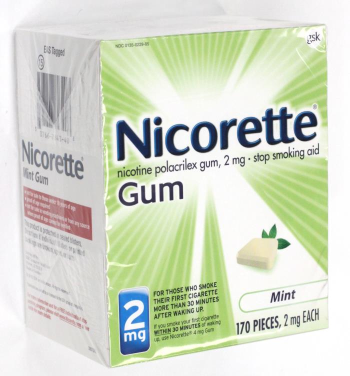 Nicorette 2mg Nicotine Gum Mint Flavor 170pcs exp 11/2020