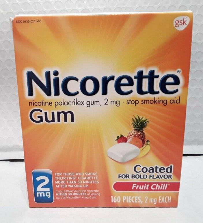 Nicorette GUM 2mg Fruit Chill 160 Pieces Nicotine 2 mg EXP 8/2020+ Distress box