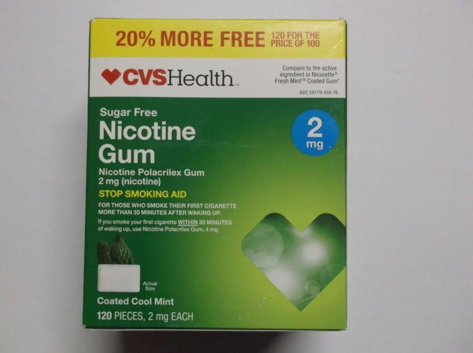 CVS COOL MINT Sugar Free Nicotine Polacrilex Gum 2 MG 120 CT EXP. 10/2019
