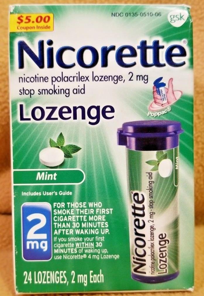 Nicorette Stop Smoking 24 Nicotine Lozenge Mints 2mg Exp 6/19 SEALED FREE SHIP