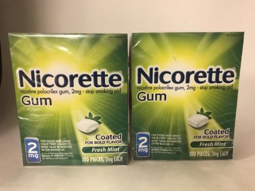 (2x) Nicorette Gum 2 mg - Fresh Mint - 100 Pieces - EXP. 09/2018
