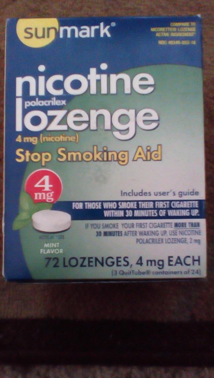 Nicotine lozenges 4mg, Sunmark 72 lozenges per box