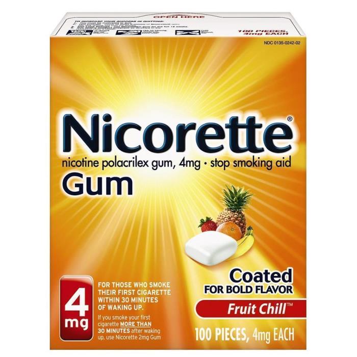 Nicorette Fruit Chill 4 mg Gum 100ct EXP 11/18