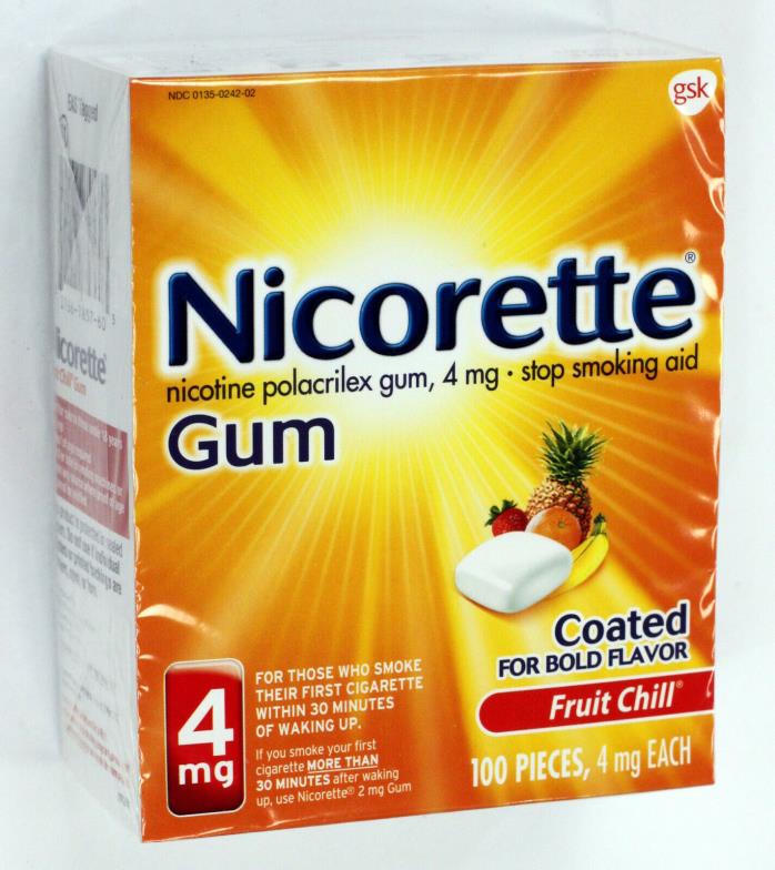 Nicorette 4mg Nicotine Gum 100pcs Fruit Chill exp 06/2021
