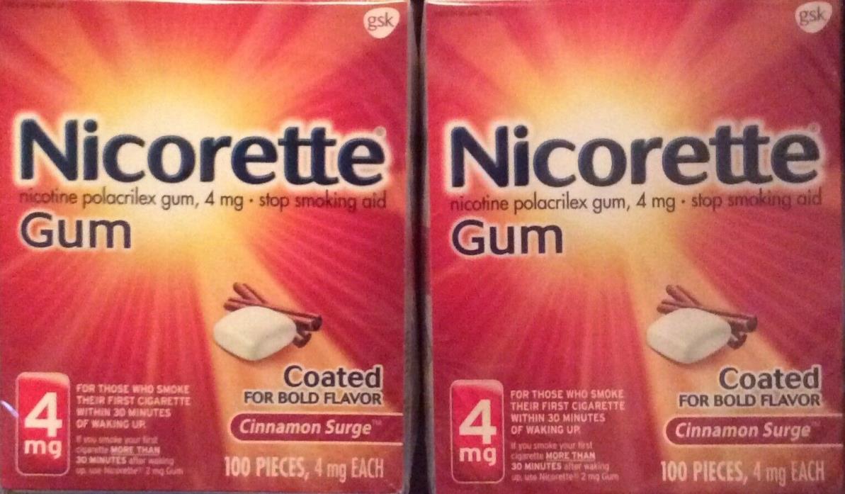 Nicorette Nicotine Gum 4mg Cinnamon Surge 200 Pieces Exp.04/2021- NEW IN BOX