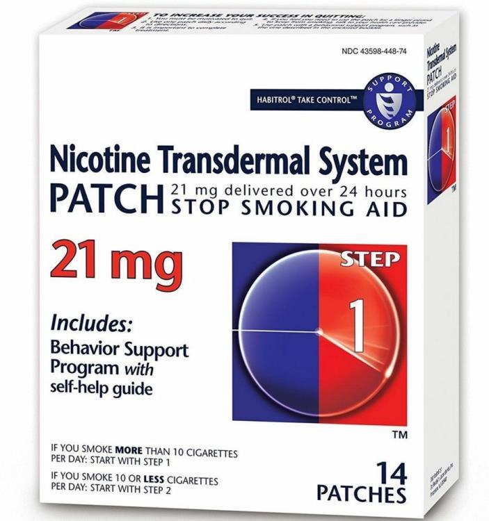 Nicotine Patch 21 mg Stop Smoking Aid, Step 1 14 Patches exp September 2019