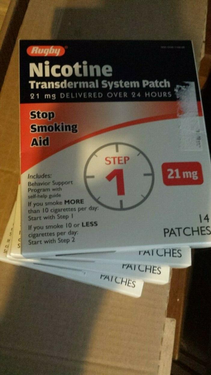 Rugby Nicotine Patch Transdermal System 21 mg 14 PATCHES Step 1 EXP DATE 12/2019