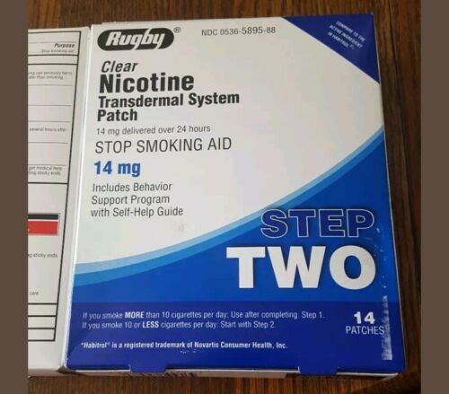 Rugby Nicotine Patch Step 2 (14mg) 1 box 14 patches)new