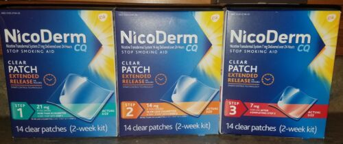 NICODERM CQ Stop Smoking Clear Patch Extended Release Steps 1,2,3 ~NIB~ Exp.2021