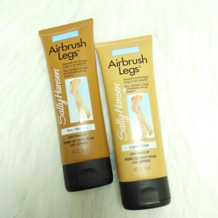 2 New SALLY HANSEN Airbrush Legs Smooth-on Perfect, Tan & Light Leg Makeup, 4 oz