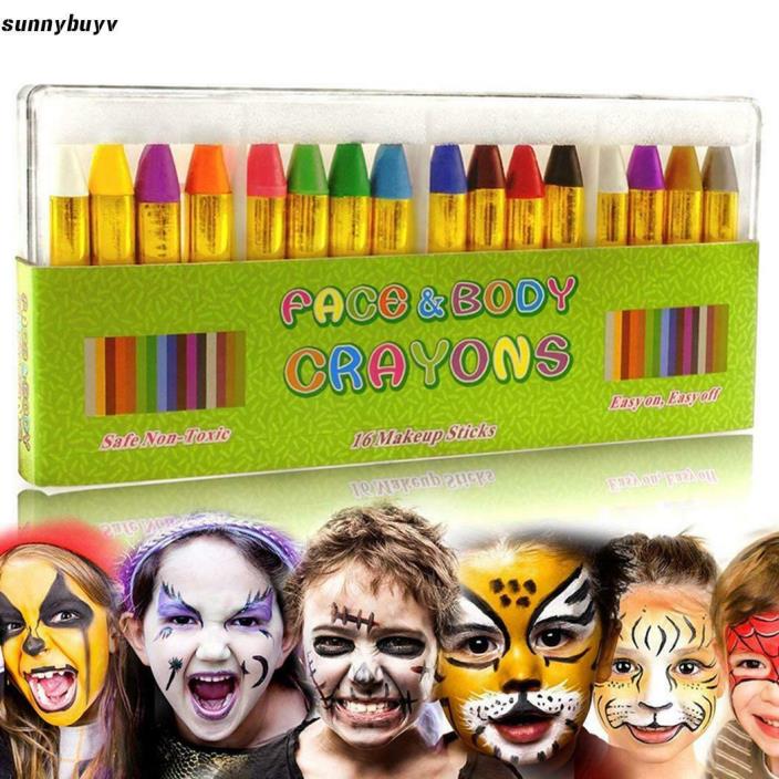 Children's Face Color Crayons Kit Body Oil Paint Clown Fans Devil Ghost RR3