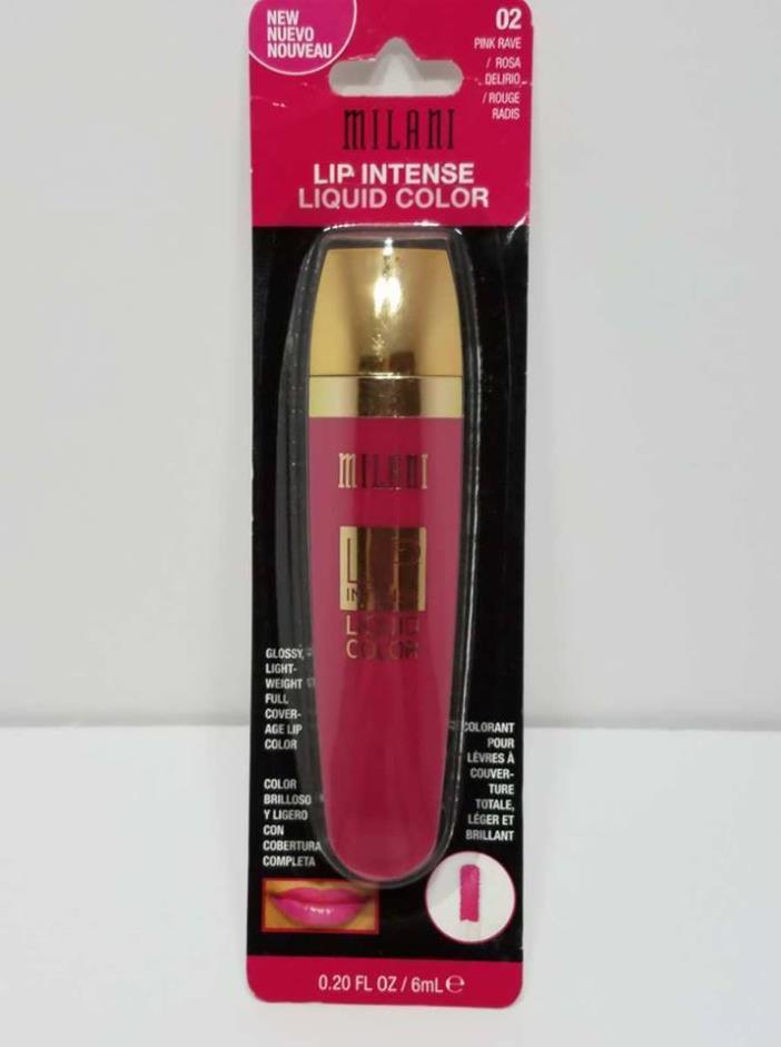 Milani Lip Intense Liquid Color #02 PINK RAVE Glossy Light Weight Makeup