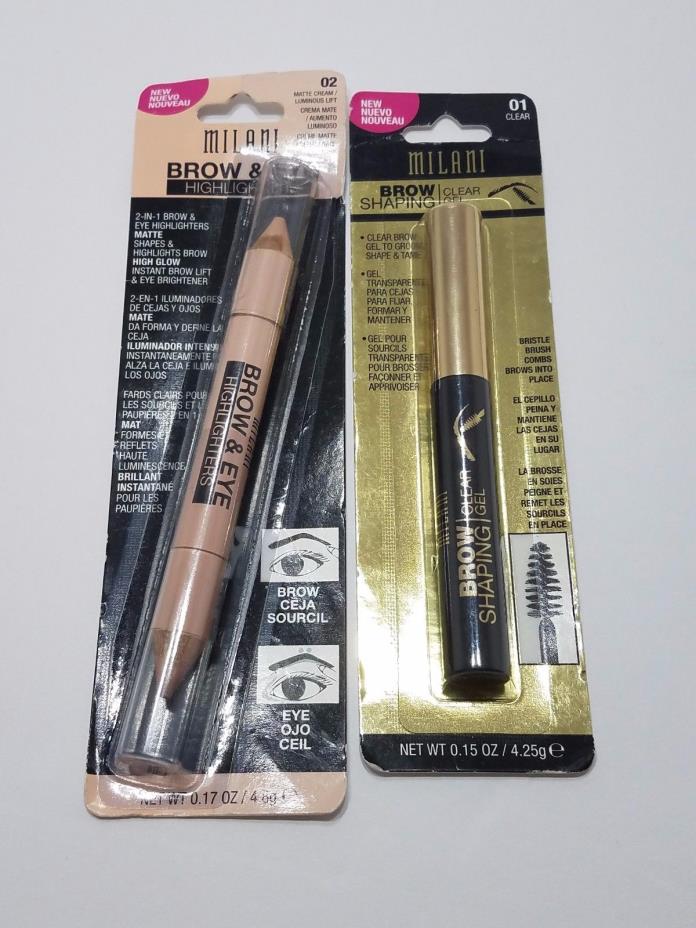 Milani Makeup Brow & Eye Highlighter 2-IN-1 & Brow Shaping Clear Gel