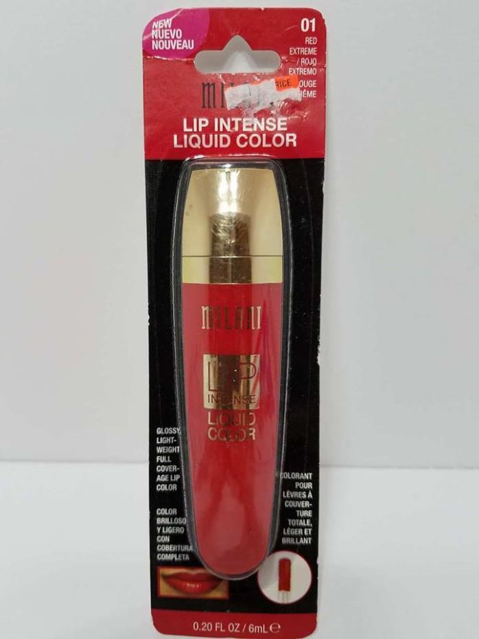 Milani Lip Intense Liquid Color #01 Red Extreme Glossy Light Weight Makeup
