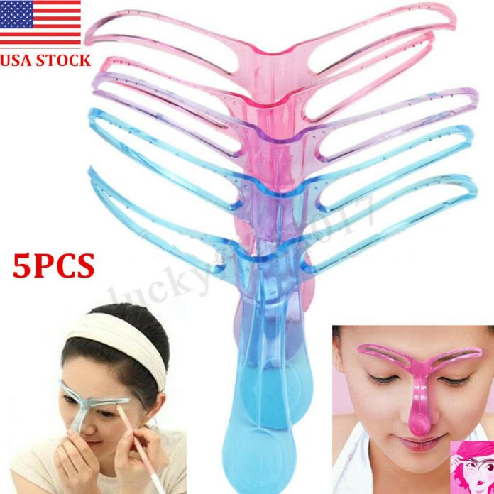 5pc Pro Eyebrow Template Stencil Shaping DIY Makeup Beauty Tool Beauty US SELLER
