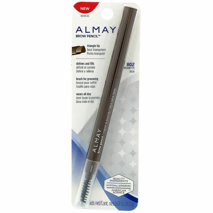 777 ALMAY BROW PENCIL DUO TRIANGLE TIP 802 BRUNETTE BROWN WITH BROW BRUSH