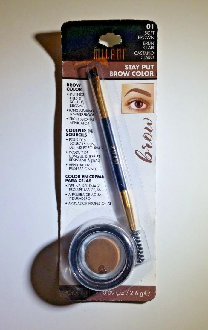 Milani Stay Put Brow Color - Waterproof Formula - Shade 01 Soft Brown