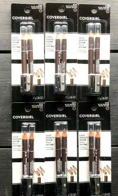 Lot Of 6 CoverGirl  Easy Breezy Brow  Rich brown Twin packs   # 505 NEW