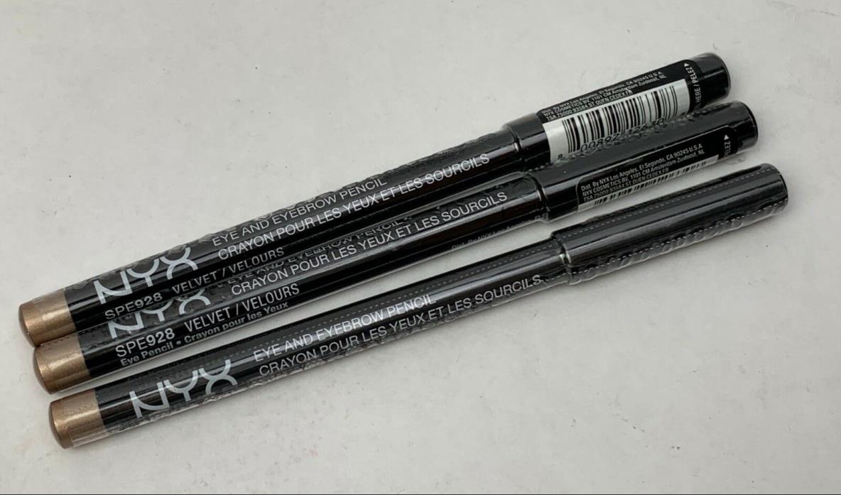 NYX Professional Makeup Slim Eye Liner Pencil, 928 Velvet - Full Size (Lot of 3)