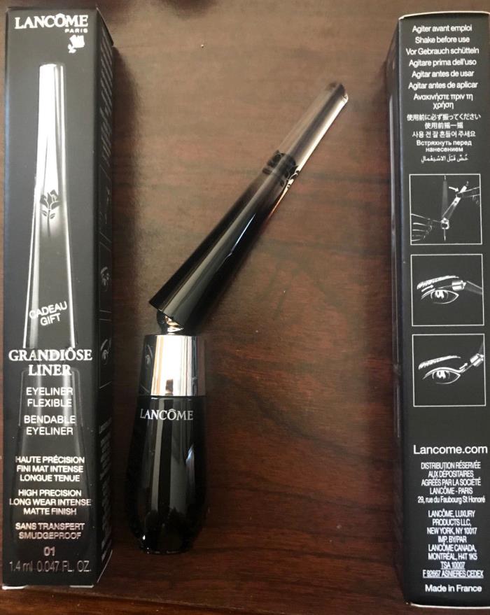 2 Lancome Grandiose Eye Liner Noir Black Full Size .047 fl oz. Eyeliner Flexible