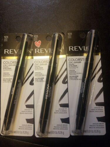 (3) Revlon colorstay 2 in 1 angles kajal eyeliner waterproof onyx 101 0.01 oz