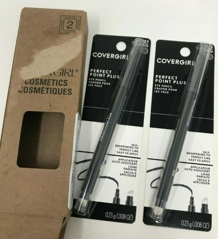 2 Pack Covergirl Perfect Point Plus Eyeliner Eye Pencil Charcoal Carbon No. 205