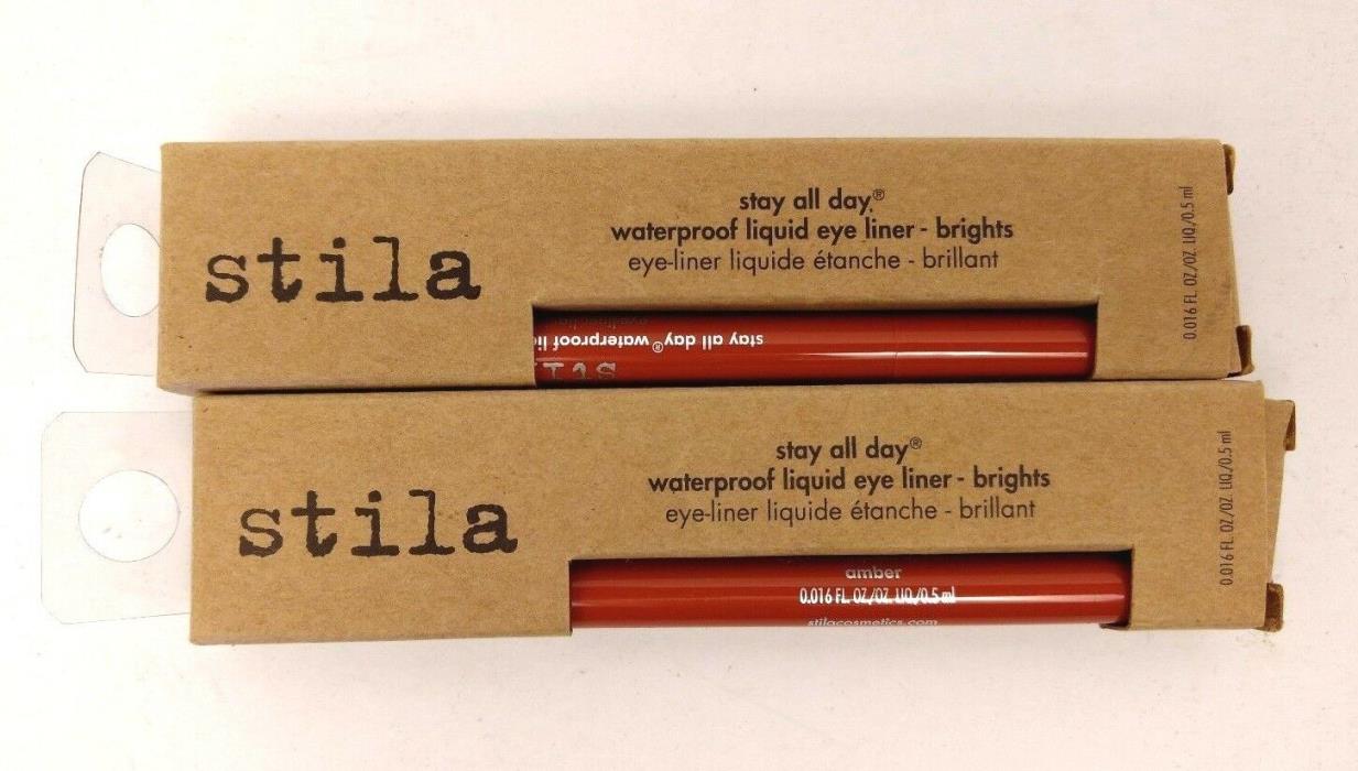 Stila stay all day waterproof liquid eye liner-brights color amber LOT of 2 NEW