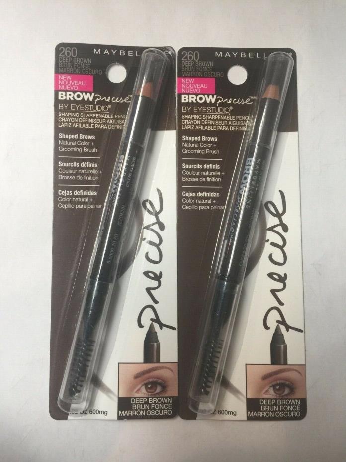 (2) Maybelline Brow Precise Shaping Sharpening Pencil, 260 Deep Brown