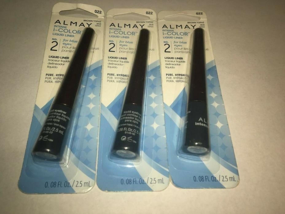 THREE(3)  ALMAY INTENSE i-COLOR LIQUID LINER  for blue eyes  022 BROWN TOPAZ