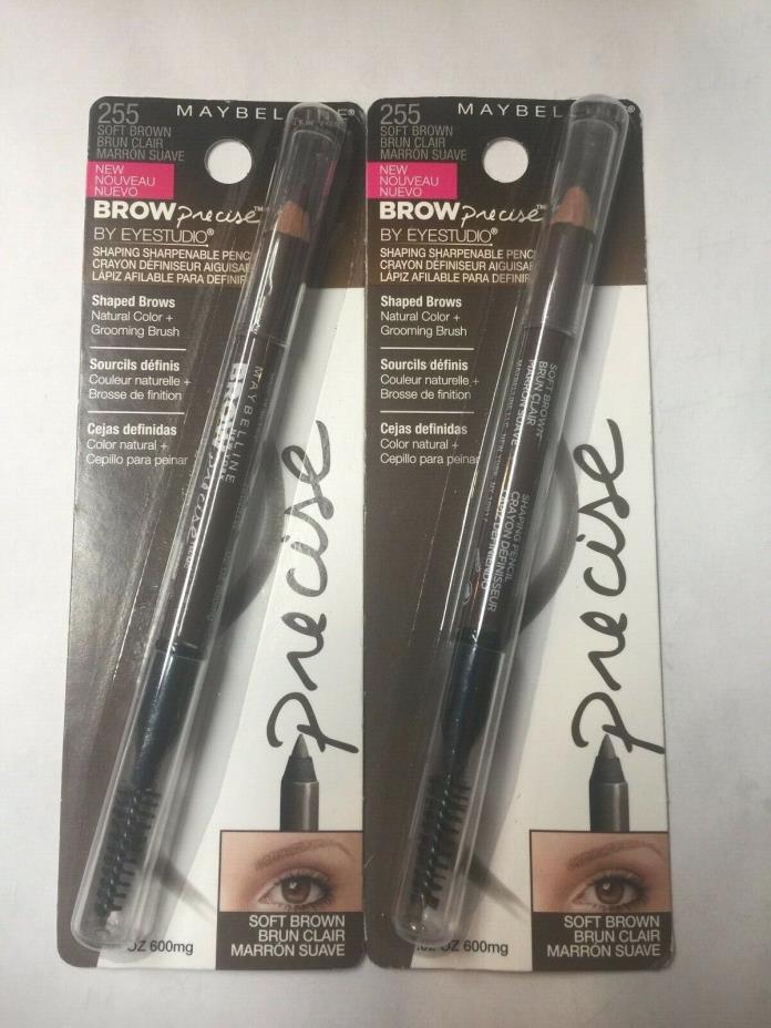 (2) Maybelline Brow Precise Shaping Sharpening Pencil, 255 Soft Brown