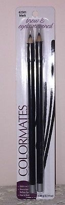 Brand New ColorMates Brow & Eyeliner 2 Pencil Pack Black .14 oz. #62501