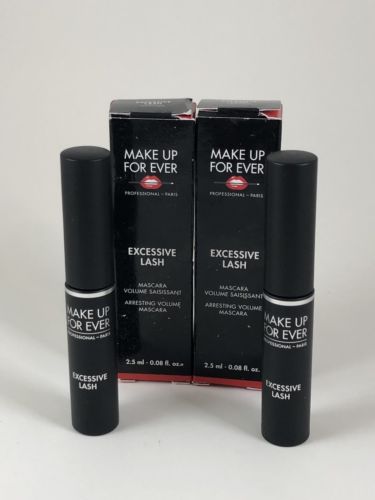 X2 Make Up For Ever Makeup Forever Excessive Volume Lash Mascara .08 oz Travel