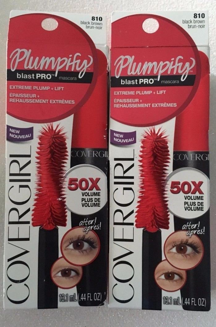 CoverGirl Plumpify Blast Pro Mascara 810 Black Brown Lot Of 2 50X Volume