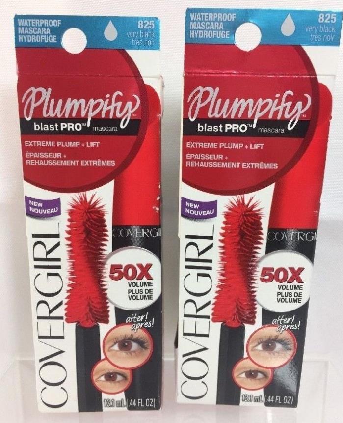 CoverGirl Plumpify Blast Pro Mascara Waterproof 825 Very Black Lot Of 2 50X